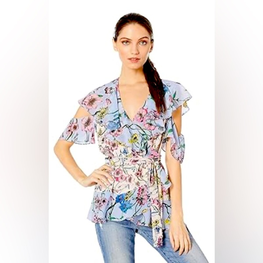Juicy couture’s SW wildflower print mix Wrap Top (Black Label)